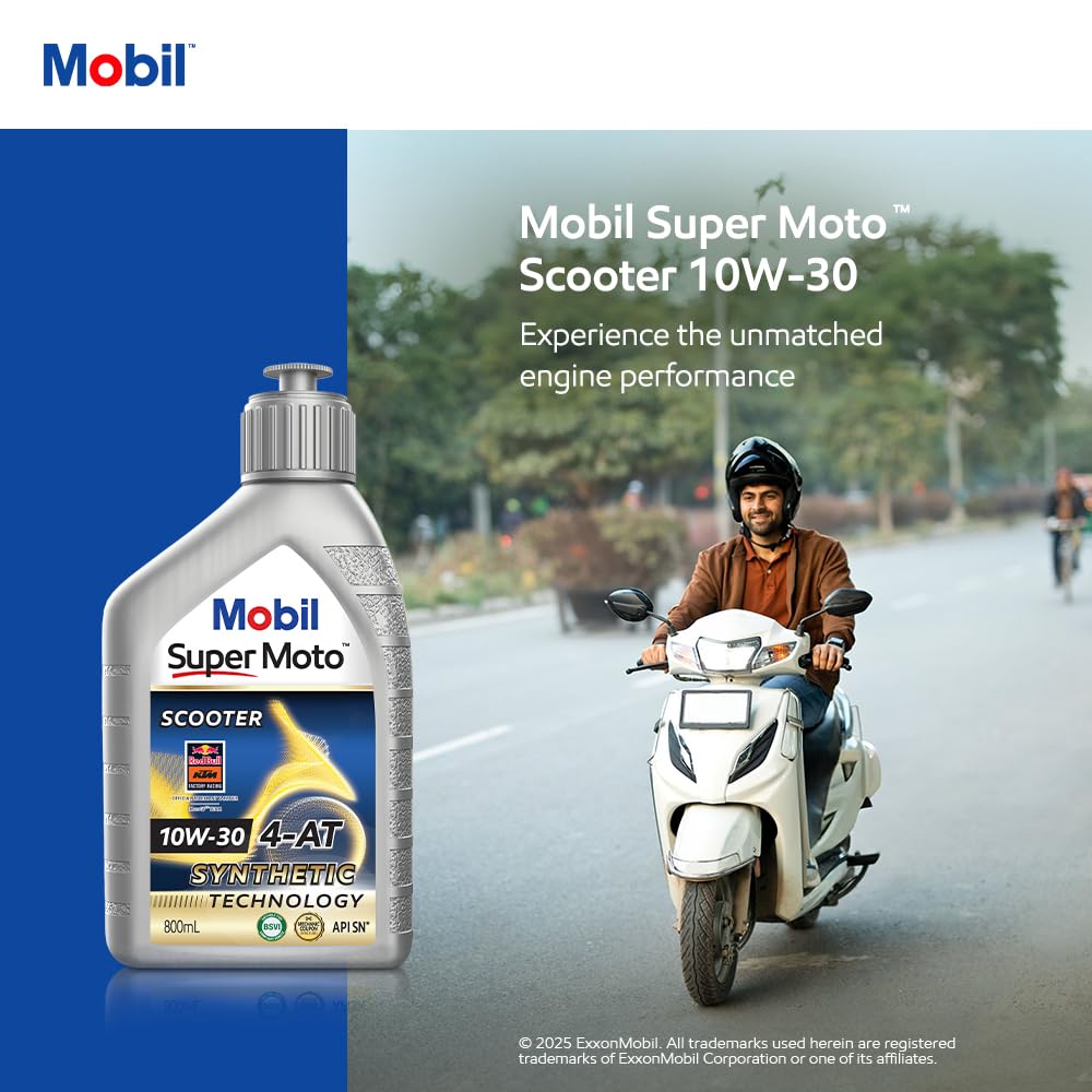 Mobil Super Moto 10W-30 Synthetic Technology Engine Oil for Scooters (0.8L)