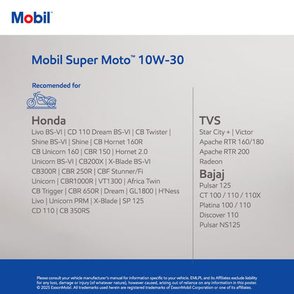 MOBIL Super Moto 20W-40 4T Premium Technology Conventional Engine Oil  (1 L, Pack of 1)