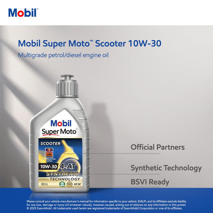 Mobil Super Moto 10W-30 Synthetic Technology Engine Oil for Scooters (0.8L)